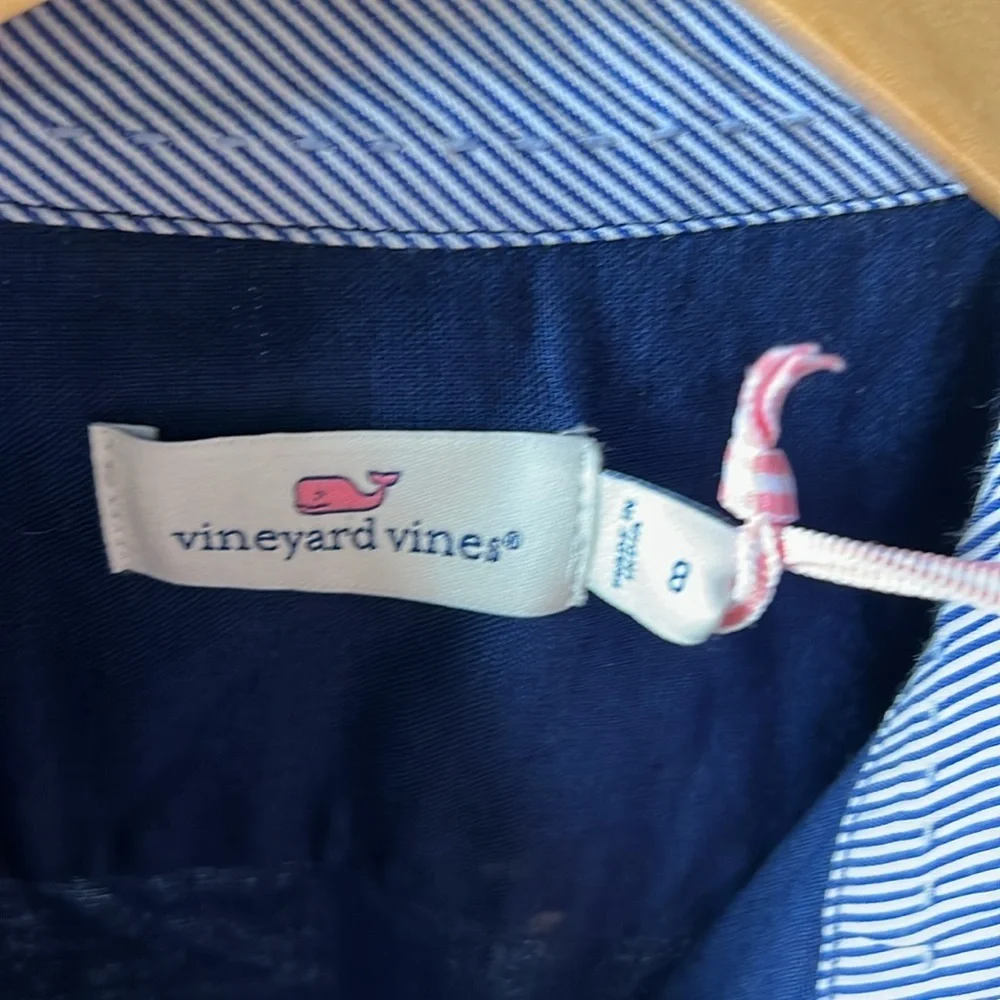NWT Vineyard Vines Linen Tie Front Dress Size 8 - Picture 3 of 4